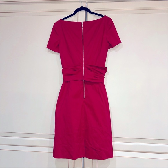 Talbot Runhof Dress Side Gathered Knee Length Cap Sleeve in Red (D11) - Picture 7 of 7